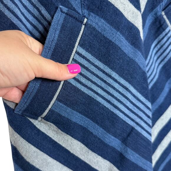 Anthropologie Maeve Antonia Blue Chevron Striped Cotton Dress - Size 4 Petite - Picture 6 of 10